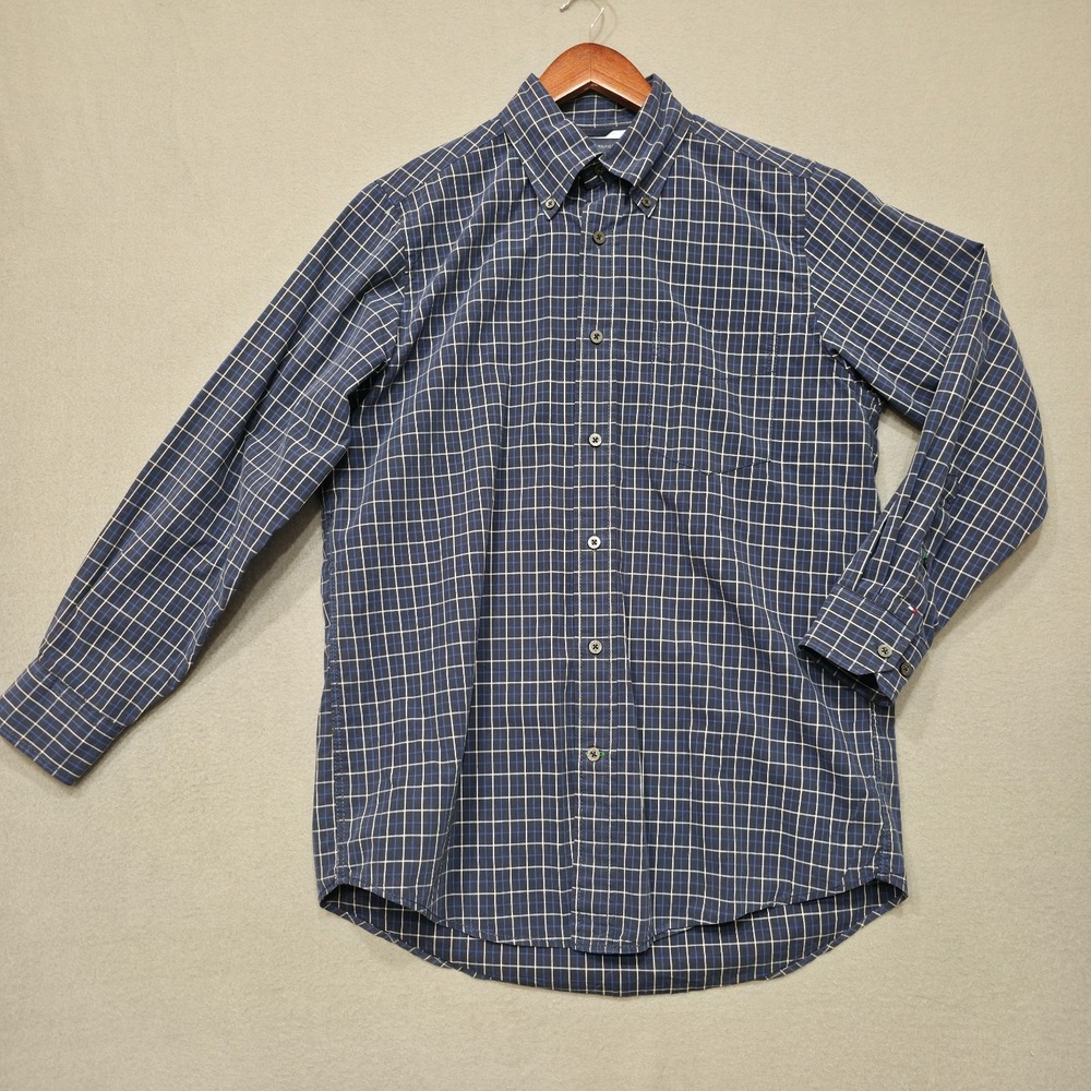 Tommy Hilfiger Men's Blue‎ Check 80's 2 Ply Long Sleeve Button Up Shirt Size S